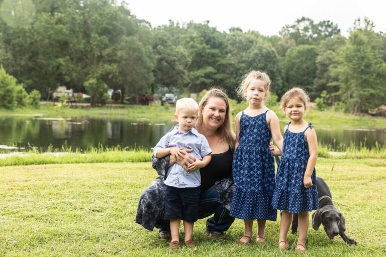 Conroe TX mom and kids on their land. Kara Powell Photography.