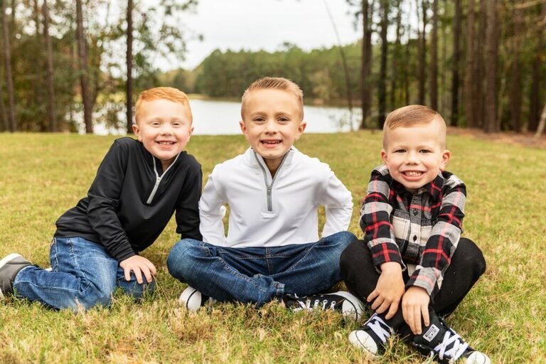 Three cousins take a break from running during their session with Kara Powell Photography in Montgomery TX.