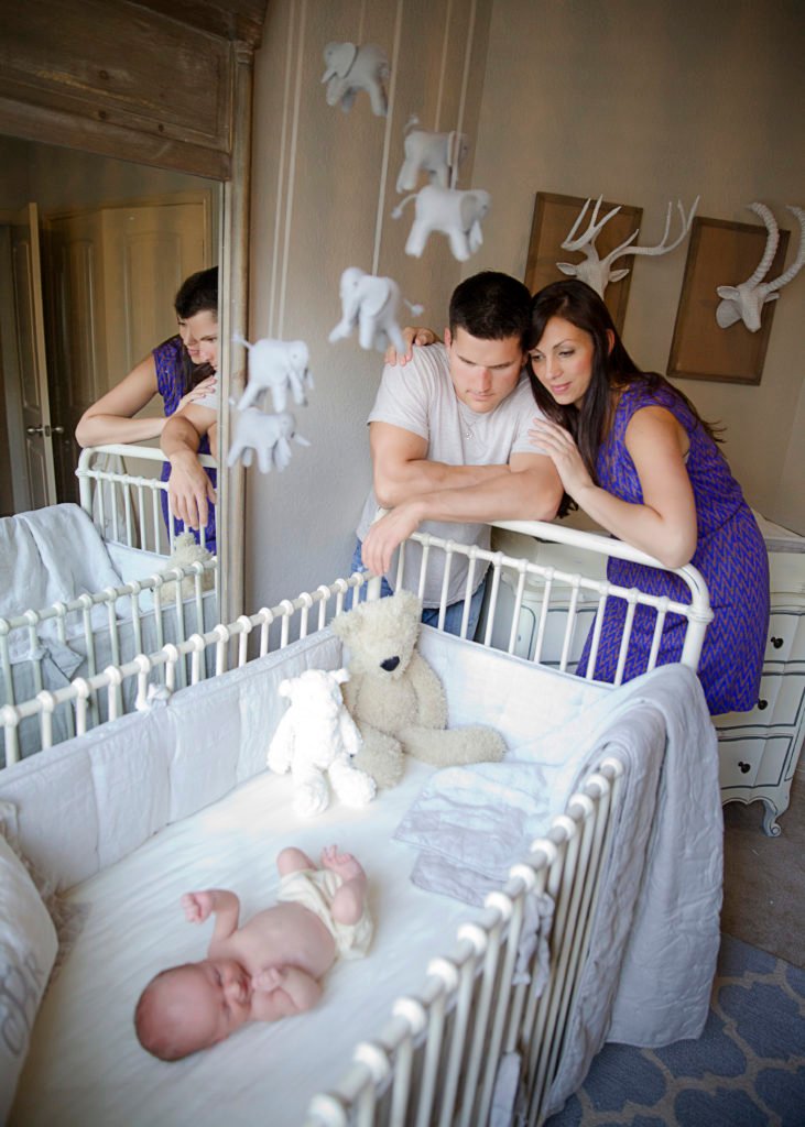 Livingston TX baby boy newborn with his parents during his in-home newborn session