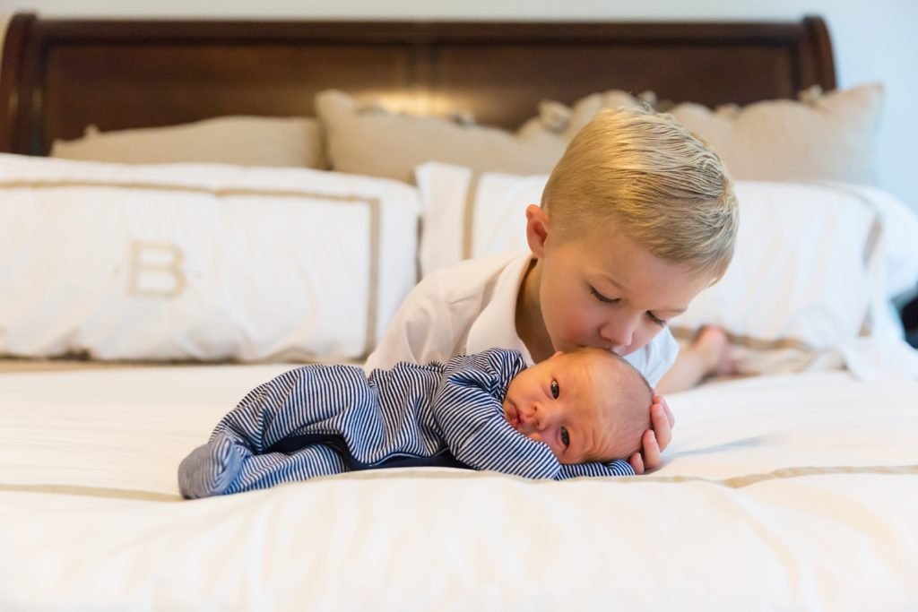 Porter TX baby boy newborn and his big brother during his in-home newborn session