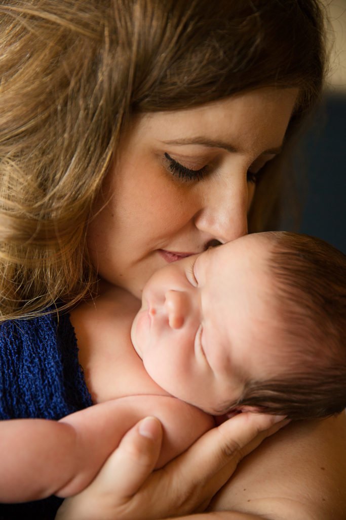 Cypress TX baby boy newborn and his mom during his in-home newborn session