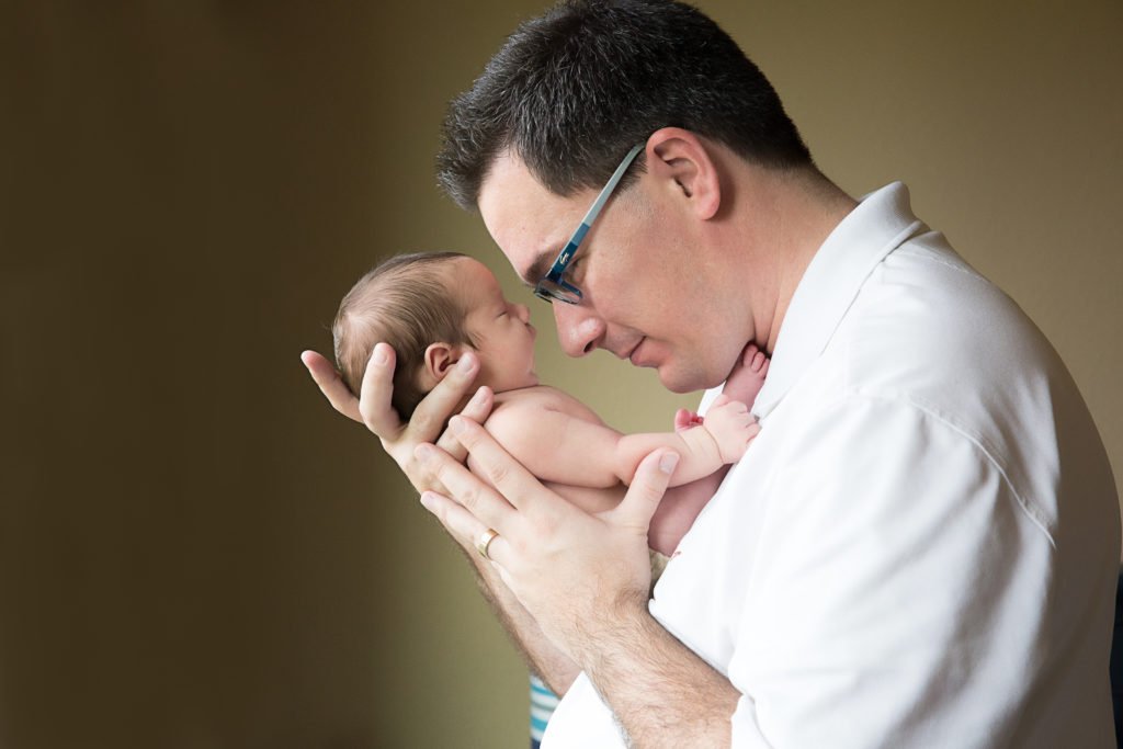 Cypress TX baby boy newborn and his dad during his in-home newborn session