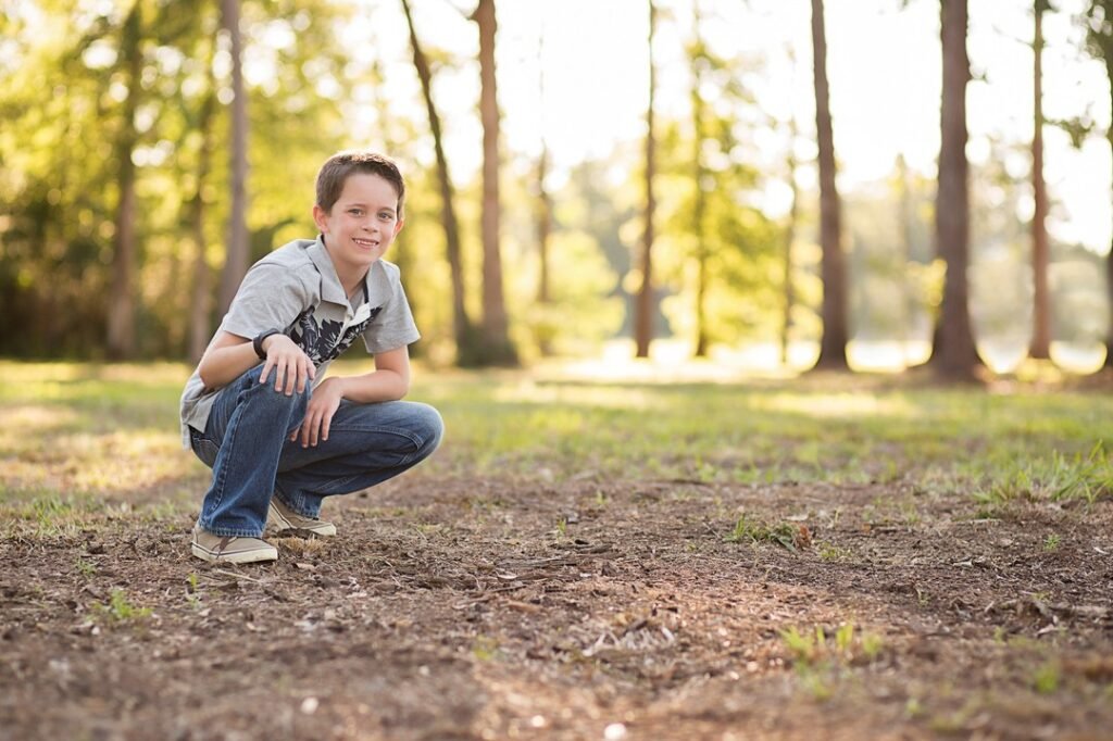 Seven year old in the forest in Conroe TX