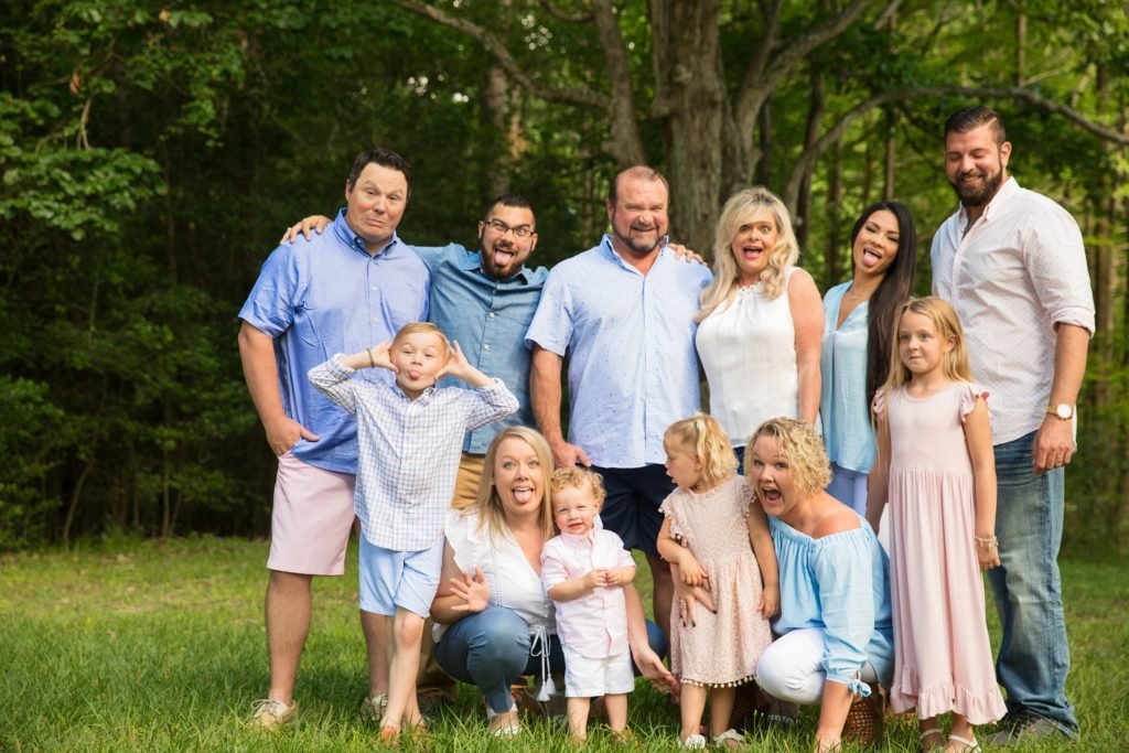 A silly photo during an extended family session in Porter TX