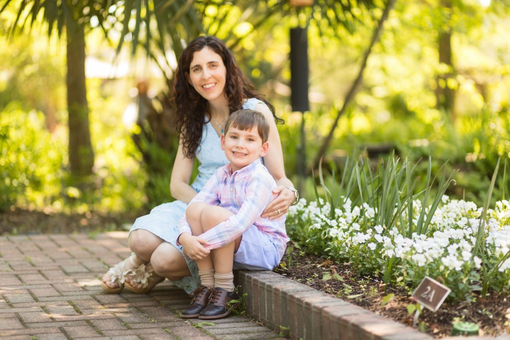 Mother and son at Mercer Arboretum during Spring