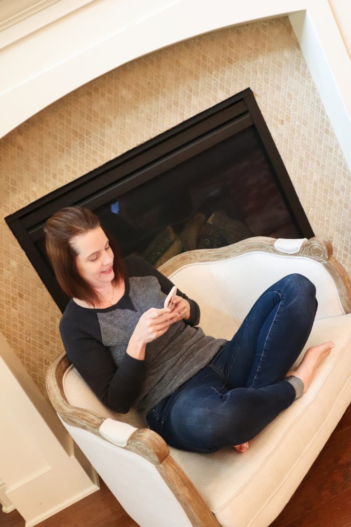 Photographer Kara Powell is pictured on her phone which she needs to take a technology detox from!