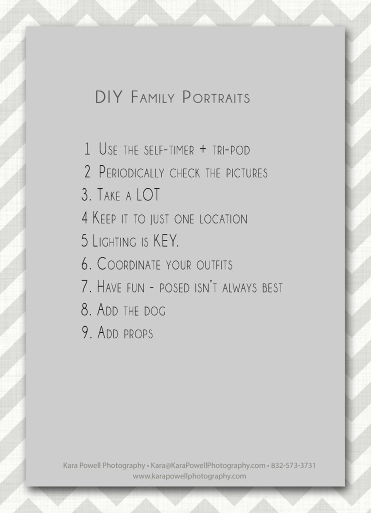 Screenshot of a list of things to do to create DIY Family portraits.
