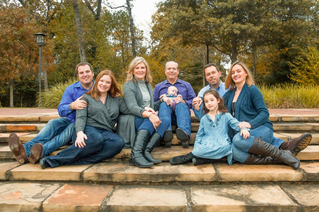 Extended family during fall in Woodlands TX