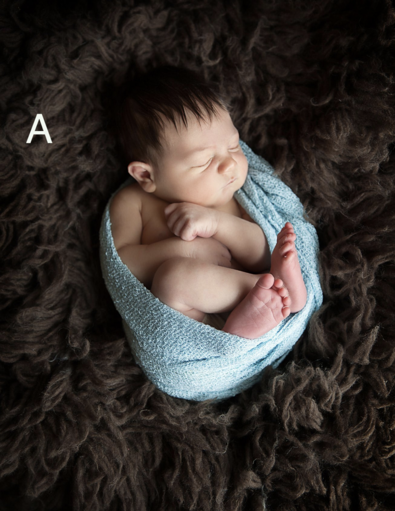 Two images side by side depicting lifestyle and posed images. Lifestyle Newborn photographers in The Woodlands