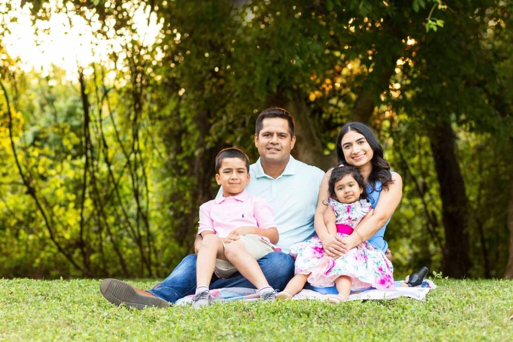 Family of four in park in Katy TX
