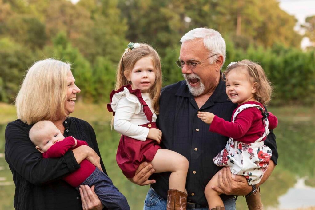 Grandma, grandpa and their 3 grandchildren
