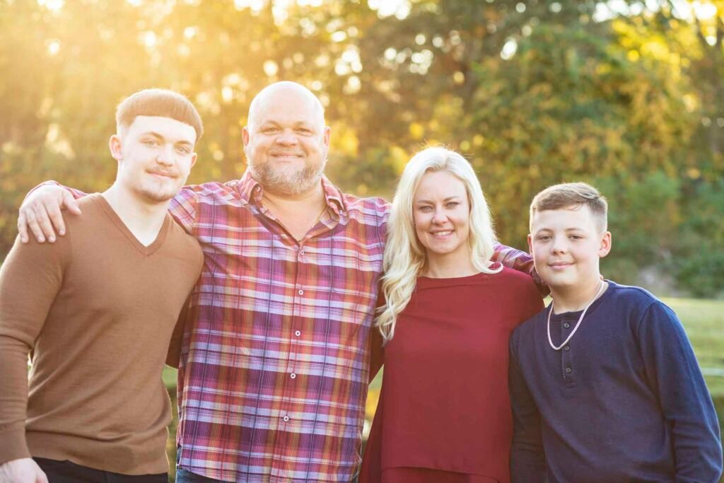 Family of four at Townhall TX