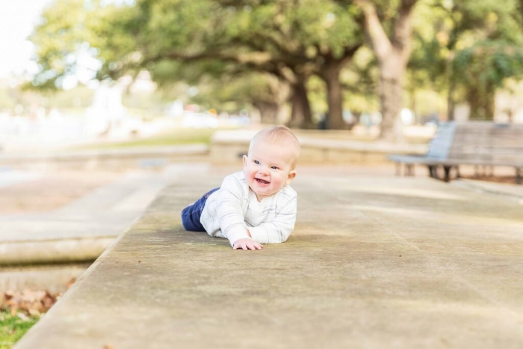 Eight month old in Hermann Park in Houston TX