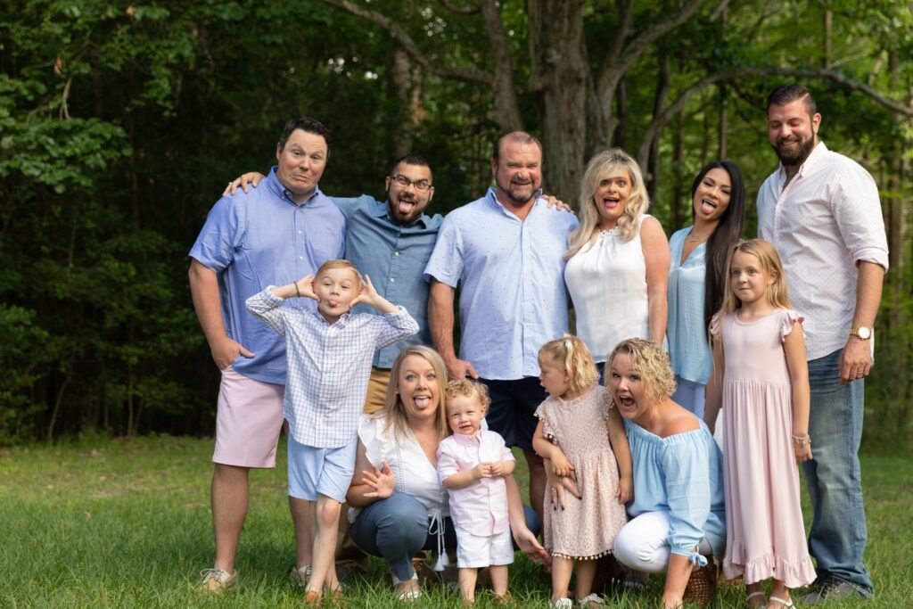Extended family silly portrait in Porter TX