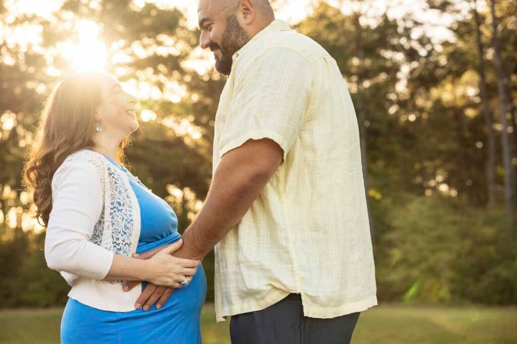 Expecting parents at sunrise