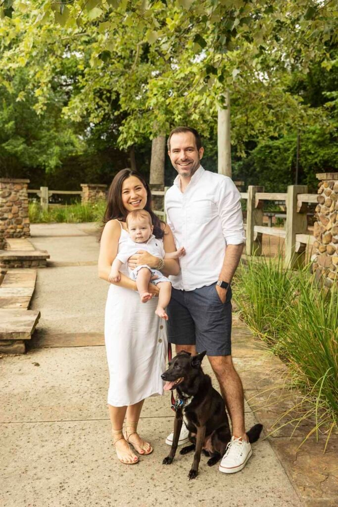 Parents with an eight month old and a dog in Tomball TX