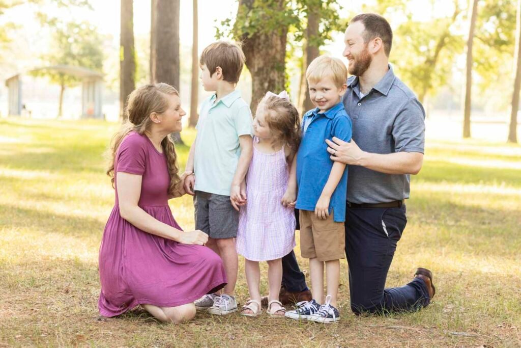 Family of five in park in Cypress TX