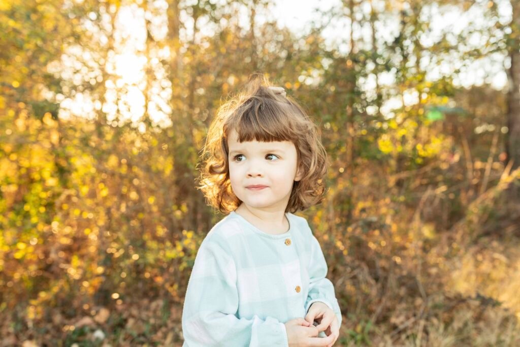 Three year old at sunset in Conroe TX
