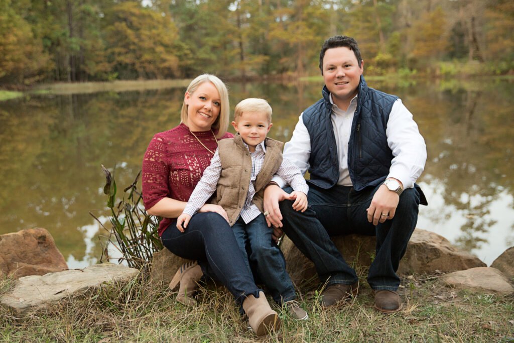 Family of three in Jones state park in Conroe TX