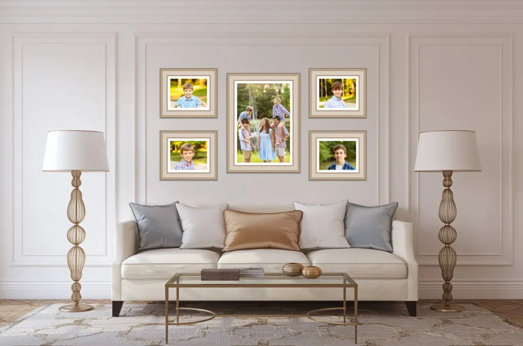 Kara Powell Photography grouping over couch.