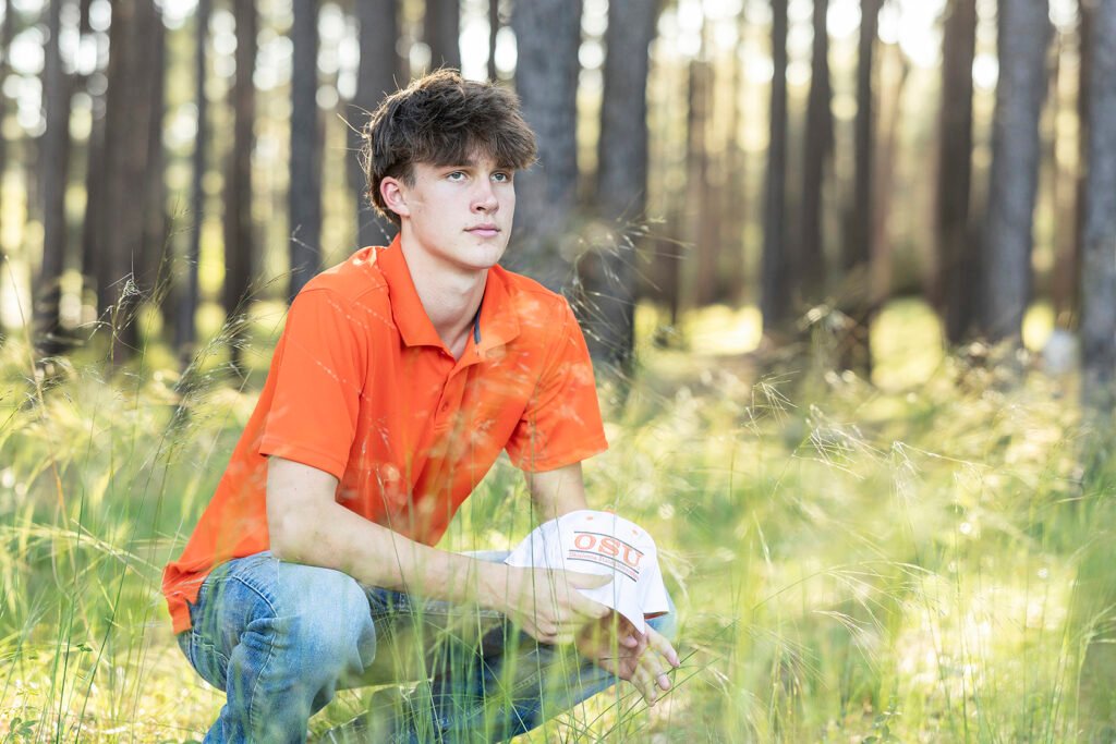 Woodlands Christian senior in forest, Kara Powell Photography