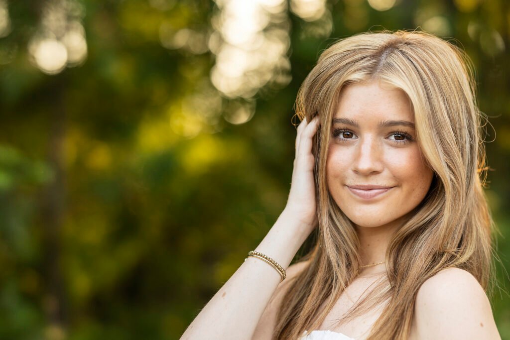 Senior girl at sunset at Alden bridge park, Kara Powell Photography